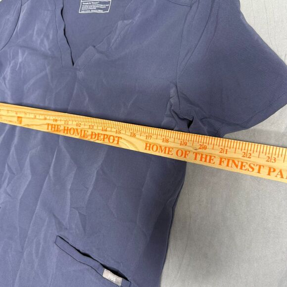 Figs Top Women's Medium Technical Colelction Scrubs Dark Blue Double Pockets - Picture 3 of 7